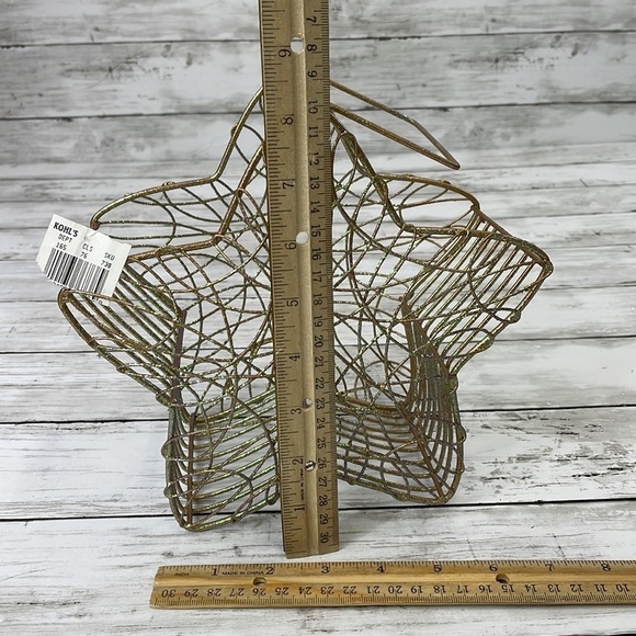 STAR HOLIDAY BASKET GOLD/GREEN GLITTER NWT - Picture 2 of 5